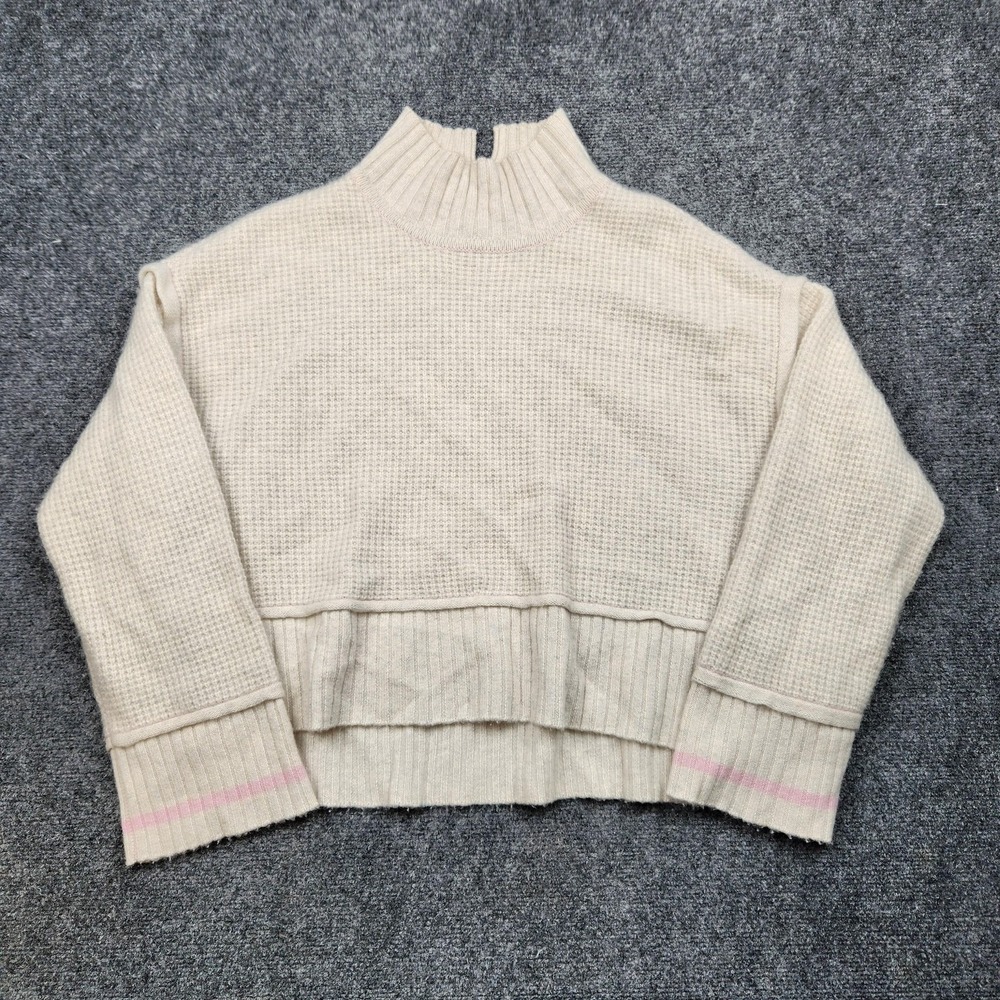 Pilcro Cashmere Sweater Womens Small Waffle Knit Mock Neck Relaxed Pullover - Picture 1 of 8